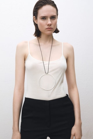 Top soie bretelles fines - Ecru