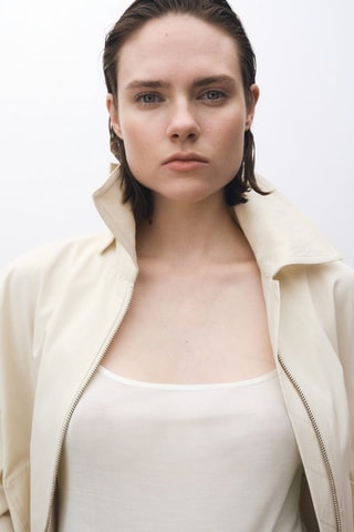 Top soie bretelles fines - Ecru