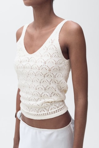 Top maille détails ajourés - Ecru