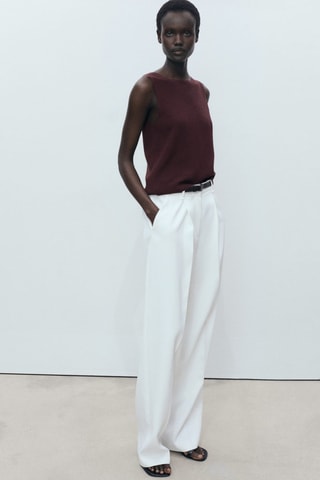 Top maille côtelée fine - Chocolat