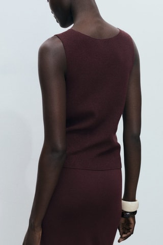 Top maille côtelée fine - Chocolat