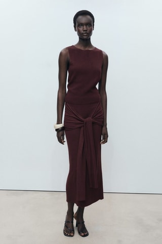 Top maille côtelée fine - Chocolat