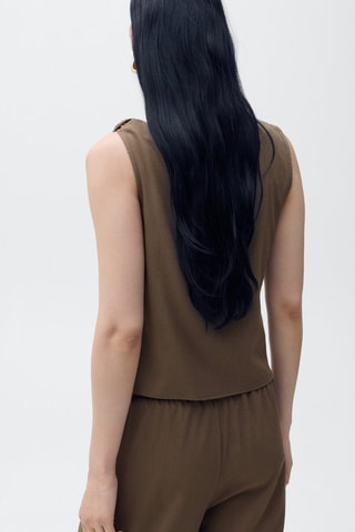 Top asymétrique à bretelle drapé - Marron