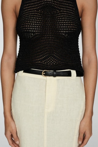 Top Lurex maille ajourée - Noir