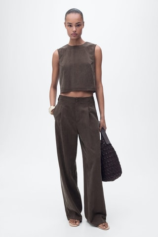 Top en lyocell avec boutons dans le dos - Marron