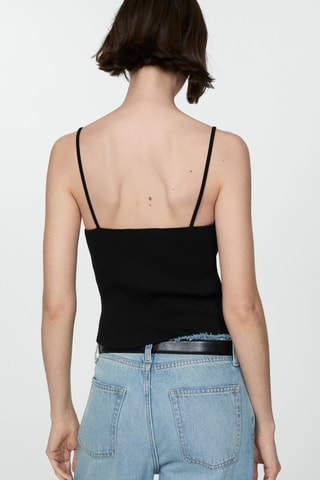 Top maille côtelée bretelles fines - Noir