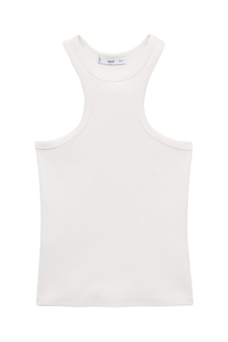 Top côtelé en coton - Blanc