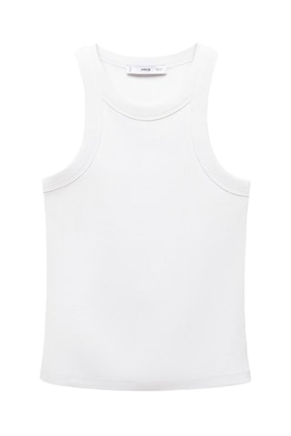 Top côtelé en coton - Blanc