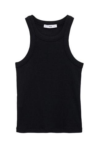 Top côtelé en coton - Noir