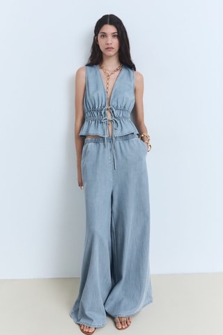 Top lyocell fermeture noeuds - Bleu clair