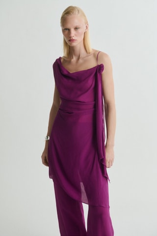 Top long détail fleur - Violet