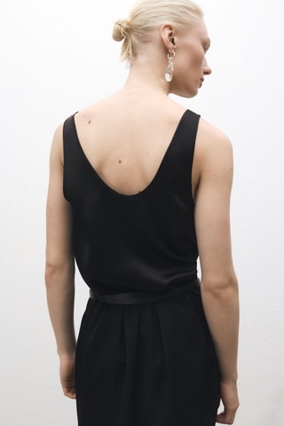 Top soie à bretelles - Noir