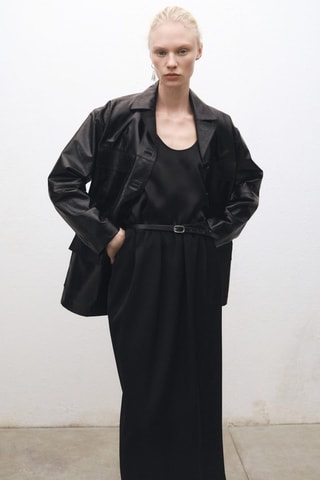 Top soie à bretelles - Noir