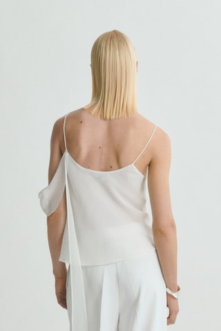 Top drapé détail fleur - Ecru