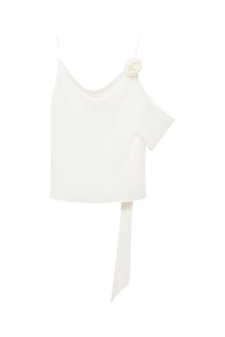 Top drapé détail fleur - Ecru