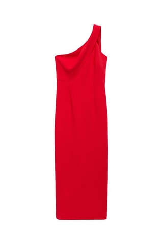 Robe asymétrique col nœud - Rouge