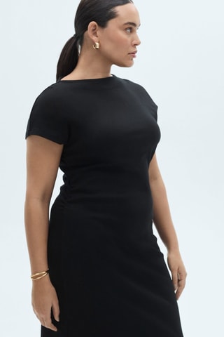 Robe midi détail drapé - Noir