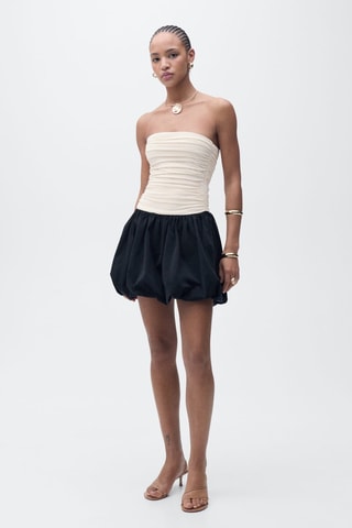 Robe jupe boule corps drapé - Ecru