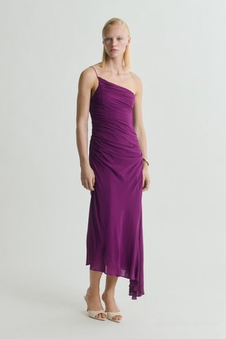Robe asymétrique fronces sur les côtés - Violet