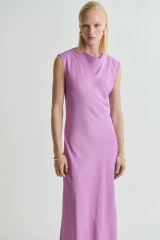 Robe midi satinée - Violet