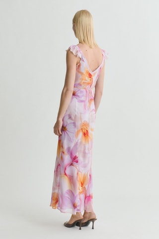 Robe à fleurs détail volants - Violet