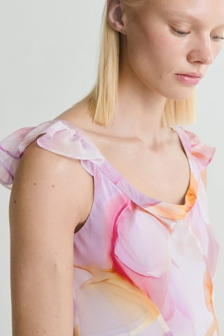 Robe à fleurs détail volants - Violet