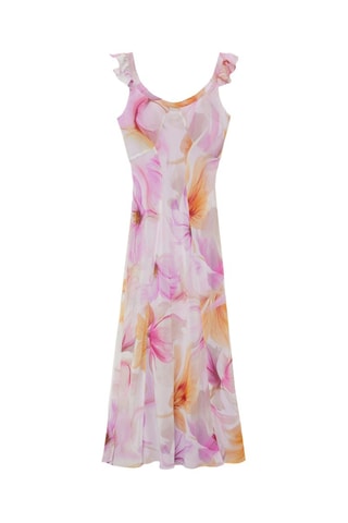 Robe à fleurs détail volants - Violet