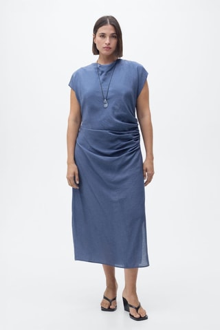 Robe droite drapée - Bleu