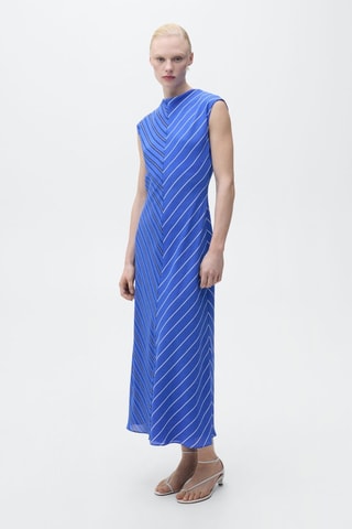 Robe évasée rayures combinées - Bleu