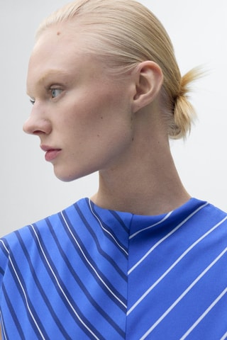 Robe évasée rayures combinées - Bleu