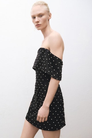 Robe bustier avec ornements brillants - Noir