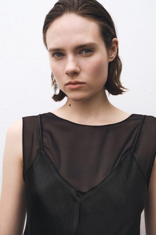 Robe satinée combinée - Noir