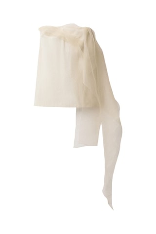 Robe courte combinée gaze - Ecru