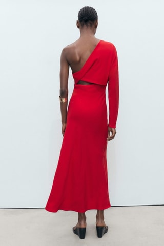 Robe asymétrique drapée - Rouge