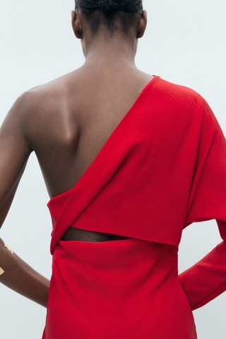Robe asymétrique drapée - Rouge