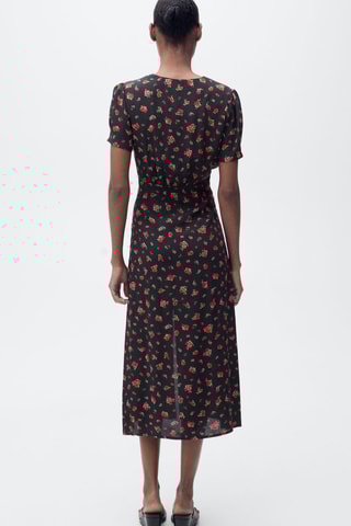 Robe midi fleurs - Noir