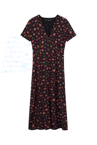 Robe midi fleurs - Noir