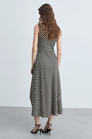 Robe asymétrique imprimé à rayures - Noir