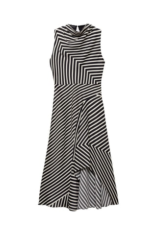 Robe asymétrique imprimé à rayures - Noir