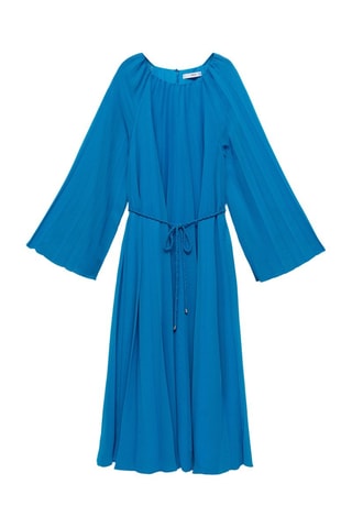 Robe plissée manches cloche - Bleu