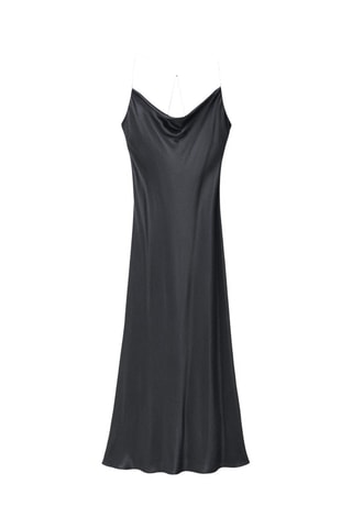 Robe soie encolure drapée - Anthracite