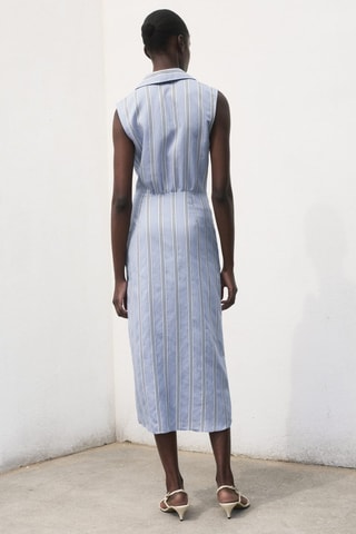 Robe chemise drapée - Bleu