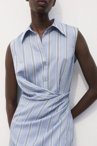 Robe chemise drapée - Bleu