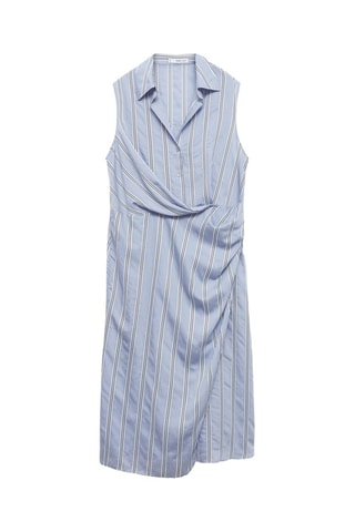 Robe chemise drapée - Bleu