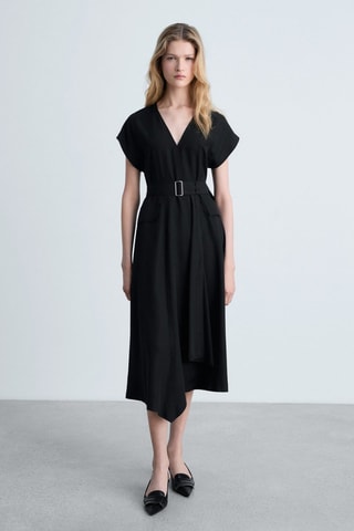 Robe asymétrique ceinture - Noir