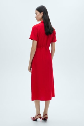 Robe chemisier poches - Rouge
