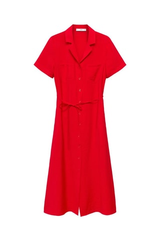 Robe chemisier poches - Rouge