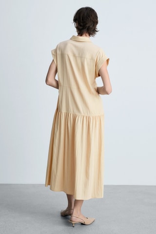 Robe chemise détail noeud - Ecru