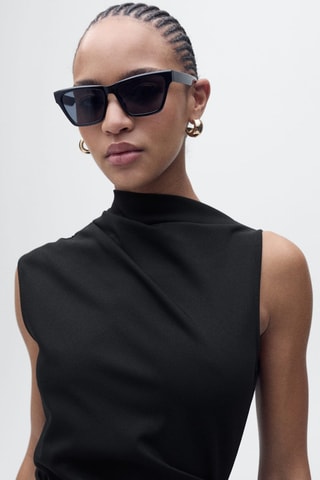 Robe midi drapée - Noir