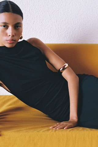 Robe midi drapée - Noir